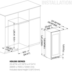 Kingsbottle 47" High Upright Wine & Beverage Refrigerator Combo with Low-E Glass Door (KBU265BW2)