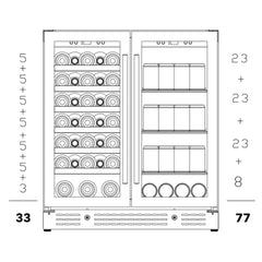 KingsBottle 30" Combination Beer and Wine Cooler with Low-E Glass Door (KBU165BW)