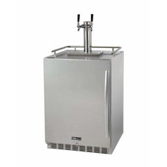 Kegco 24" Wide Dual Tap All Stainless Steel Outdoor Built-In Left Hinge with Kit Kegerator HK38SSU-L-2