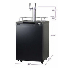 Kegco 24" Wide Dual Tap Black  Home Brew Kegerator HBK209B-2