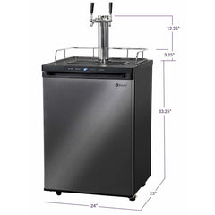 Kegco 24" Wide Dual Tap Black Stainless Steel Digital  Kegerator K309X-2