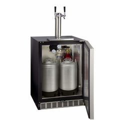 Kegco 24" Wide Dual Tap Stainless Steel Built-In Left Hinge ADA with Kit Kegerator HK48BSA-L-2