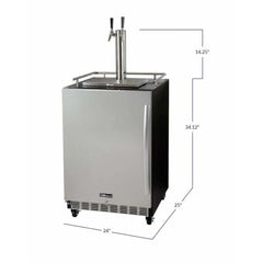 Kegco 24" Wide Dual Tap Stainless Steel Built-In Left Hinge with Kit Kegerator HK38BSC-L-2