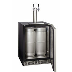 Kegco 24" Wide Dual Tap Stainless Steel Right Hinge Built-in ADA with Kit Kegerator HK48BSA-2