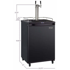 Kegco 24" Wide Kombucha Dual Tap Black Kegerator KOM163B-2