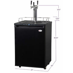 Kegco 24" Wide Kombucha Triple Tap Black Kegerator KOM30B-3