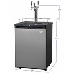 Kegco 24" Wide Kombucha Triple Tap Stainless Steel Kegerator KOM30S-3