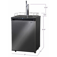 Kegco 24" Wide Single Tap Black Stainless Steel Home Brew Kegerator HBK309X-1