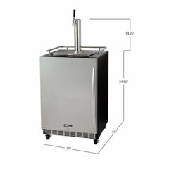 Kegco 24" Wide Single Tap Stainless Steel Built-In Left Hinge with Kit Kegerator HK38BSC-L-1