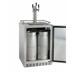 Kegco 24" Wide Triple Tap All Stainless Steel Outdoor Built-In Right Hinge with Kit Kegerator HK38SSU-3