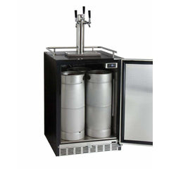 Kegco 24" Wide Triple Tap Stainless Steel Built-In Left Hinge Digital with Kit Kegerator HK38BSU-L-3