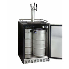 Kegco 24" Wide Triple Tap Stainless Steel Built-In Right Hinge with Kit Kegerator HK38BSU-3