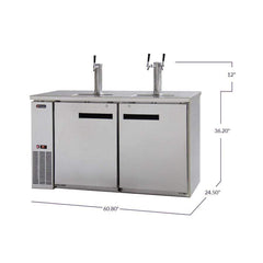 Kegco 61" Wide Triple Tap Stainless Steel Kegerator XCK-2460S