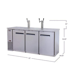 Kegco 72" Wide Triple Tap Stainless Steel Kegerator XCK-2472S