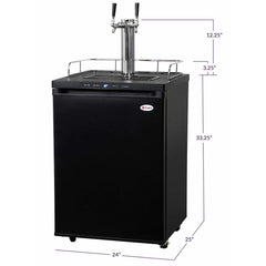 Kegco24" Wide Cold Brew Coffee Dual Tap Black Digital Kegerator ICK30B-2