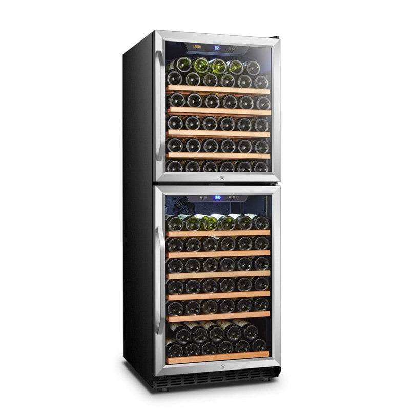 Lanbo133 Bottles Dual Zone Stainless Steel Right Hinge Dual Door Wine Coolers LW133DD