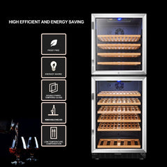 Lanbo133 Bottles Dual Zone Stainless Steel Right Hinge Dual Door Wine Coolers LW133DD