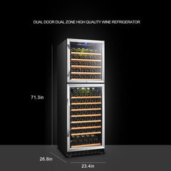 Lanbo 162 Bottles Dual Door Stainless Steel Dual Zone Wine Coolers LW162DD