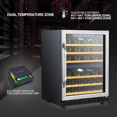 Lanbo 46 Bottles Dual Zone Stainless Steel Wine Coolers LW46D