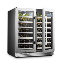 Lanbo 62 Bottles Dual Door Stainless Steel Wine Coolers LP66D