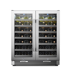 Lanbo 62 Bottles Dual Door Stainless Steel Wine Coolers LP66D