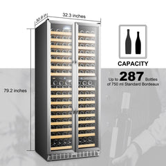 Lanbo Luxury 287 Bottles Dual Door Stainless Steel Wine Coolers LW328DD