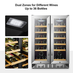 Sinoartizan 36 Bottles Dual Zone Stainless Steel Wine Coolers ST-36D