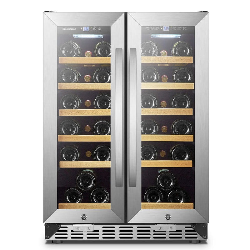 Sinoartizan 36 Bottles Dual Zone Stainless Steel Wine Coolers ST-36D