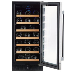 Smith & Hanks 34 Bottle Single Zone Black Stainless Steel Wine Fridge RE55007