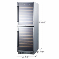 Summit 118 Bottle Dual Zone All Stainless Steel Wine Fridge SWC1875BCSS