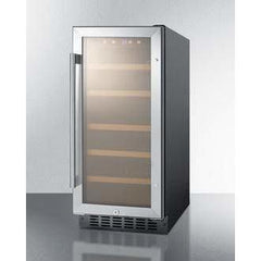 Summit 15" 23 Bottle Single Zone Stainless Steel Built-In ADA Wine Fridge ALWC15