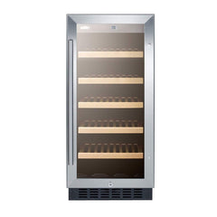 Summit 15" Built-In 23 Bottle Single Zone All Stainless Steel Glass Door ADA Wine Fridge ALWC15CSS