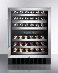 Summit 24" 46 Bottle Dual Zone Stainless Steel Built-In Wine Fridge SWC530BLBIST