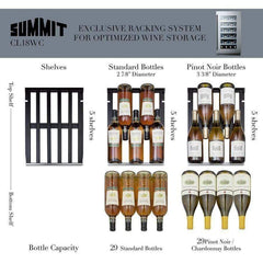 Summit 29 bottles 18" Built-In Trimmed Glass Door Wine Fridge CL18WC