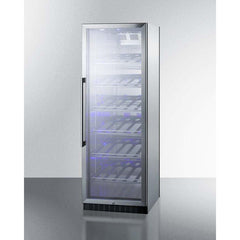 Summit 35 Bottle 24" Wide Champagne Series Single Zone Stainless Steel Right Hinge Commercial Wine Fridge SCR1401CHCSS