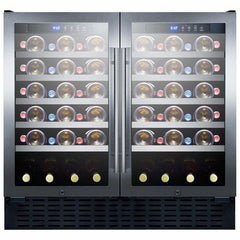 Summit 68 Bottle 36" Wide Dual Zone Stainless Steel Built-In ADA Wine Fridge SWC3668ADA