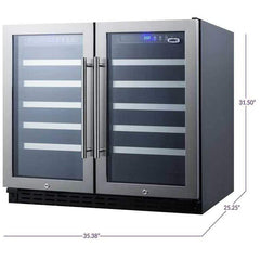 Summit 68 Bottle 36" Wide Dual Zone Stainless Steel Built-In ADA Wine Fridge SWC3668ADA