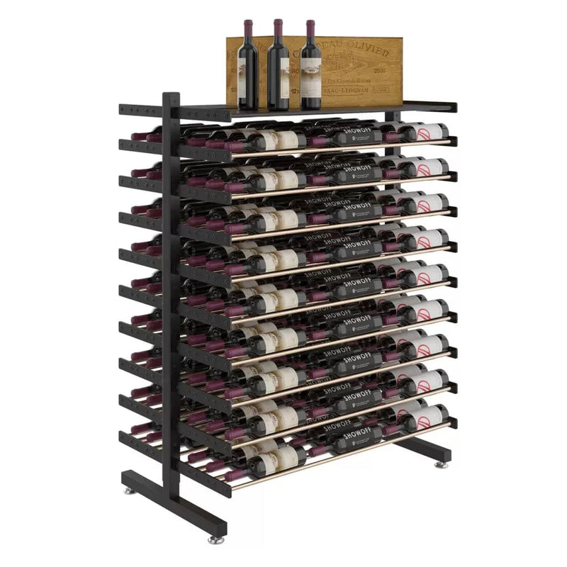 VintageView Evolution Double Sided Island Display Rack Shelf 3C 162 Bottles 108 1.5L Metal Wine Rack WW-IDR4-SH-K