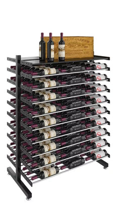 VintageView Evolution Double Sided Island Display Rack Shelf 3C 162 Bottles 108 1.5L Metal Wine Rack WW-IDR4-SH-K