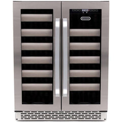 Whynter Elite 40 Bottle Seamless Stainless Steel Door Dual Zone Built-in Wine Refrigerator BWR-401DS