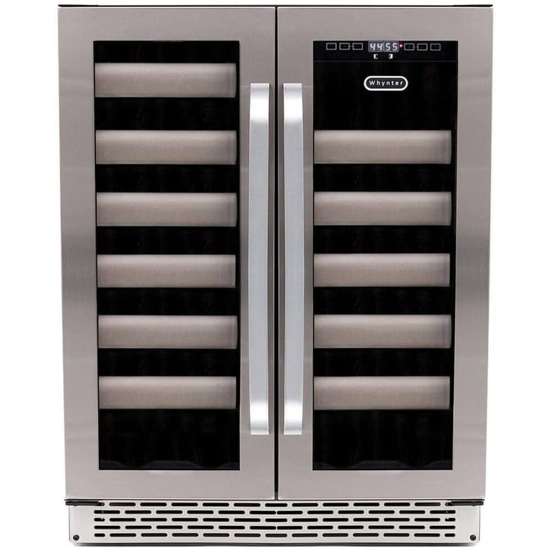 Whynter Elite 40 Bottle Seamless Stainless Steel Door Dual Zone Built-in Wine Refrigerator BWR-401DS